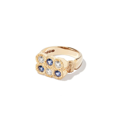 Bleue Burnham 9kt Yellow Gold Flowers Grow Together Sapphire Ring