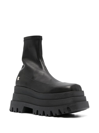 platform faux leather boots
