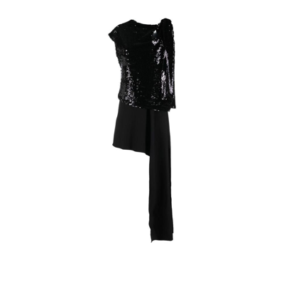 Jw Anderson Asymmetric Sequinned Mini Dress In Black