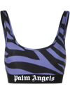 Palm Angels Zebra-print Sports Bra In Black