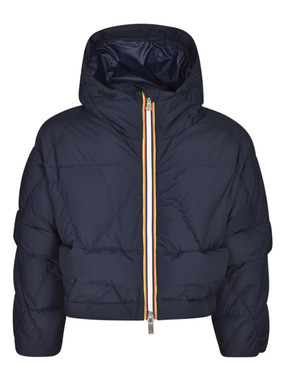 K-way Hooded Cropped Padded Jacket In Blue