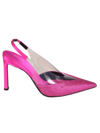Sergio Rossi X Evangelie Smyrniotaki Satin & Vinyl Slingback Pump In Fuchsia