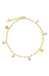 Sterling Forever Butterfly And Blossom Anklet In Gold