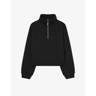 Marc O'polo Half-zip Funnel-neck Organic-cotton Sweatshirt In Black