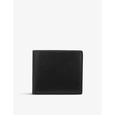Smythson Ludlow Bi-fold Grained Leather Wallet In Black
