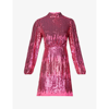 Rixo London Rixo Womens Hot Pink Sequin Lara Sequin-embellished Woven Mini Dress In Hot Pink Sequin