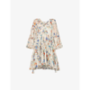 Zimmermann Clover Frill Billow Mini Dress In Topaz Peony Floral