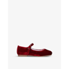 PAPOUELLI PAPOUELLI GIRLS RED KIDS AVERY VELVET SHOES,59572139