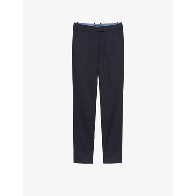 Marc O'polo Straight-leg Mid-rise Stretch-cotton Trousers In Blue