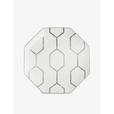Wedgwood Gio Platinum Octagonal Geometric-pattern Bone-china Plate 23cm