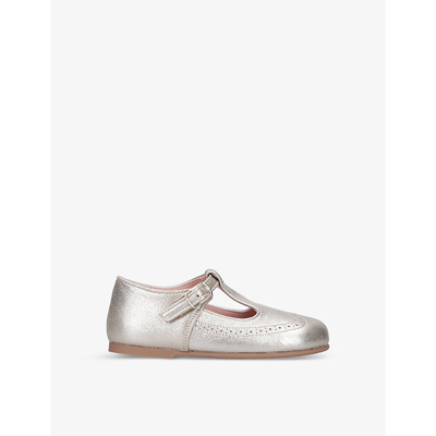 Papouelli Kids' Mallory Brogue Metallic-leather Shoes In Gold