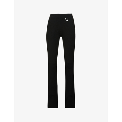 Heliot Emil Identic Flared-leg Mid-rise Knitted Trousers In Black