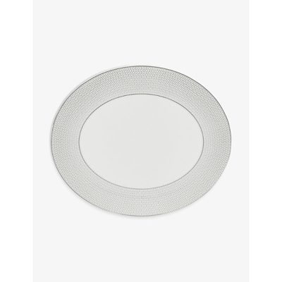Wedgwood Gio Platinum Geometric-pattern Bone-china Oval Platter 33cm