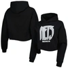 LUSSO LUSSO BLACK BROOKLYN NETS LAYLA WORLD TOUR CROPPED PULLOVER HOODIE