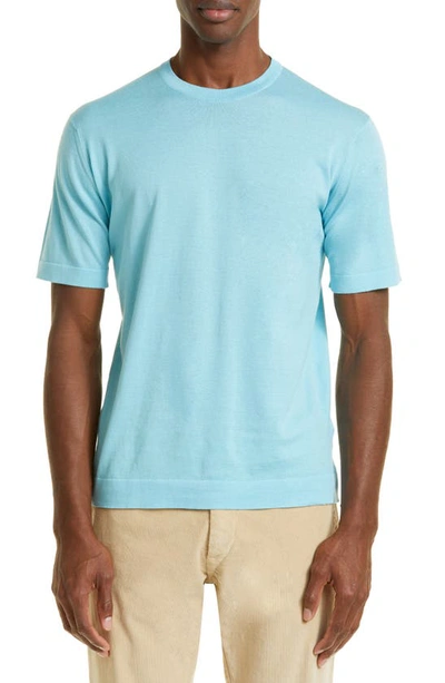 John Smedley Lorca Crewneck T-shirt In Blue Spring