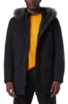 Andrew Marc Dawson Water Resistant Jacket With Faux Fur Trim In Charcoal