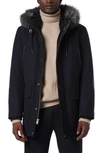 Andrew Marc Dawson Water Resistant Jacket With Faux Fur Trim In Blue Heather