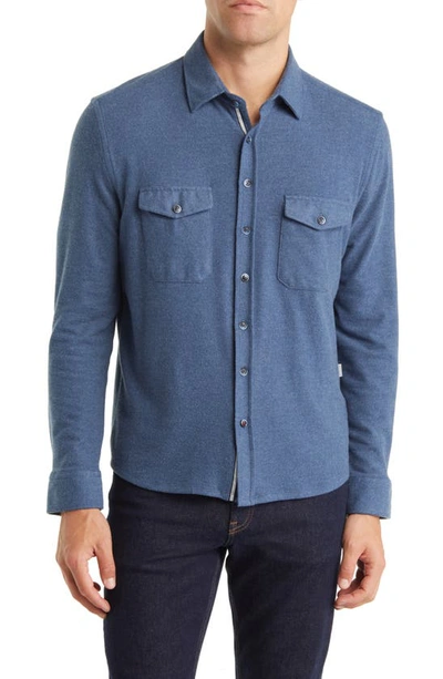 Stone Rose Dry Touch® Performance Fleece Button-up Shirt In Denim Blue