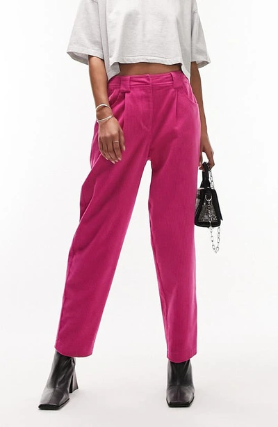 Topshop Cotton Corduroy Trousers In Pink