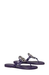 Tory Burch Miller Logo-plaque Sandals In Deep Purple