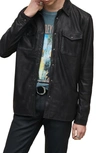 John Varvatos Lionell Snap Front Leather Shirt Jacket In Black
