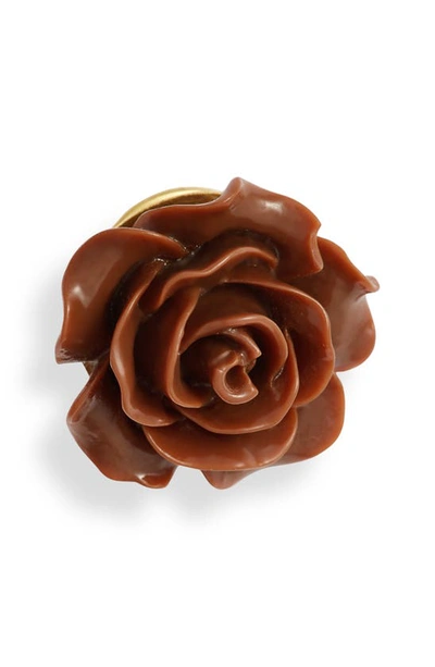 Clifton Wilson Floral Lapel Pin In Brown