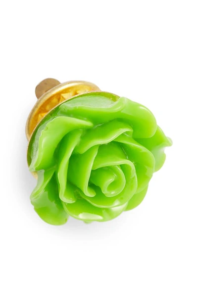 Clifton Wilson Floral Lapel Pin In Lime Green