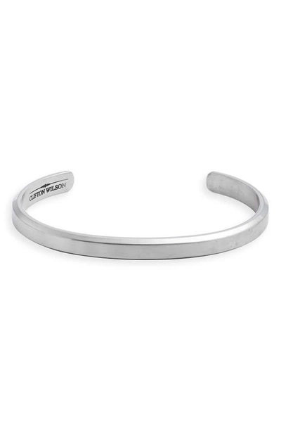 Clifton Wilson Stainless Steel Stacking Bangle In Silver