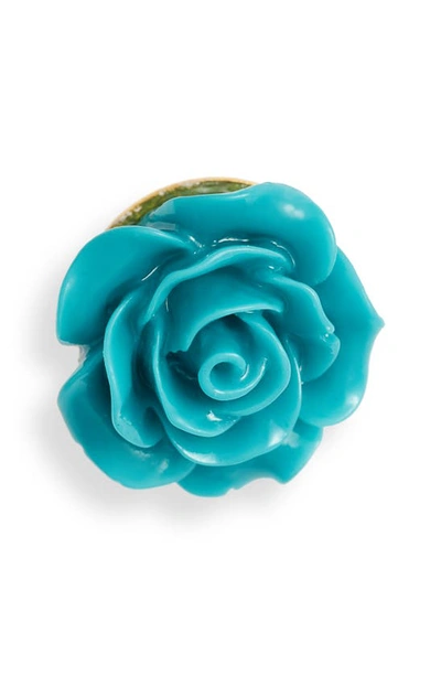 Clifton Wilson Floral Lapel Pin In Turquoise