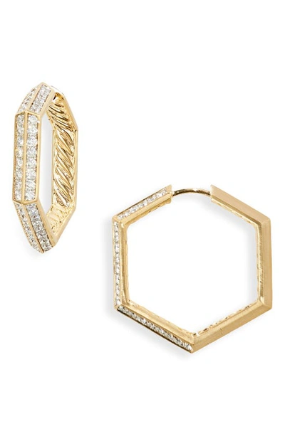 David Yurman Women's Carlyle 18k Yellow Gold & Pavé Diamonds Hoop Earrings