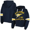 Pressbox Women's  Navy Distressed West Virginia Mountaineers Super Pennant Pullover Hoodie In Navy