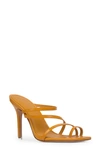 Black Suede Studio Cindy Strappy Stiletto Slide Sandals In Butterscotch Patent