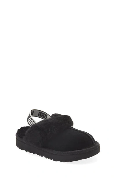 Ugg Kids' Funkette Water Resistant Genuine Shearling Trim Clog In Black