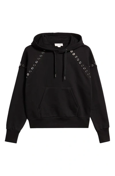 Alexander Mcqueen Embellished Cotton Hoodie In Black