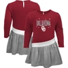 OUTERSTUFF GIRLS INFANT CRIMSON/HEATHERED GRAY OKLAHOMA SOONERS HEART TO HEART FRENCH TERRY DRESS