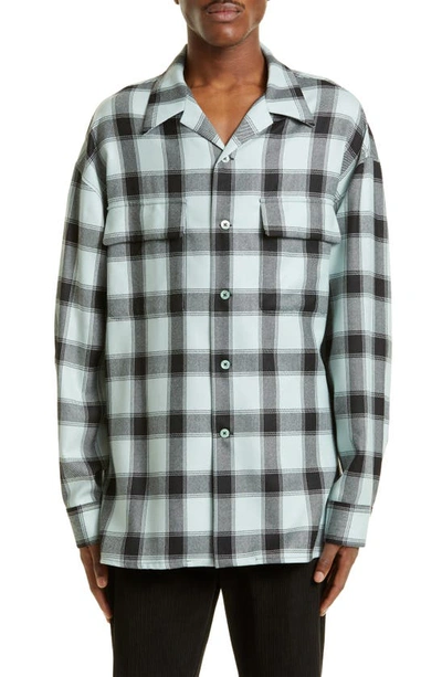 Ami Alexandre Mattiussi Plaid Button-front Shirt In Vert Pale
