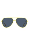 Polaroid 60mm Polarized Aviator Sunglasses In Yellow/ Blue Polarized