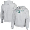 LEAGUE COLLEGIATE WEAR LEAGUE COLLEGIATE WEAR HEATHER GRAY MICHIGAN STATE SPARTANS ARCH ESSENTIAL PULLOVER HOODIE