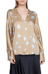 Vince Sea Carnation Silk Shirt In Sandalo