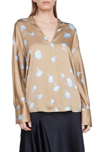 Vince Sea Carnation Silk Shirt In Sandalo