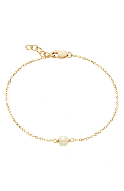 Made By Mary Single Freshwater Pearl Bracelet In Gold