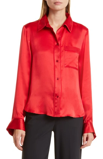 Twp Silk Charmeuse Pajama Top In True Red