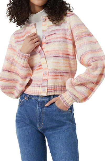 French Connection Maly Space Dye Balloon Sleeve Cardigan In Crystal Rose Multi