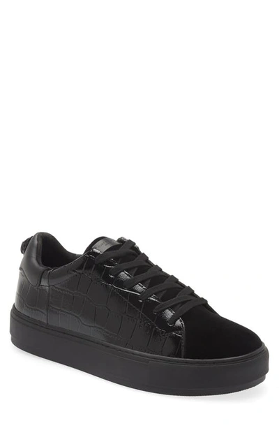 Kurt Geiger Men's Laney Croc Embossed Low Top Sneakers In Black