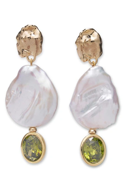 Lizzie Fortunato Women's Lovell Goldtone, 20mm Cultured Freshwater Pearl, & Crystal Drop Earrings In White