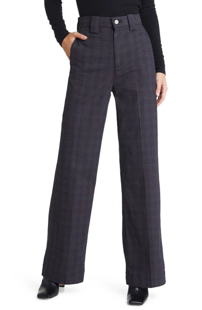 Ag Deven Plaid High Waist Wide Leg Pants In Small Rue Maroon Multi