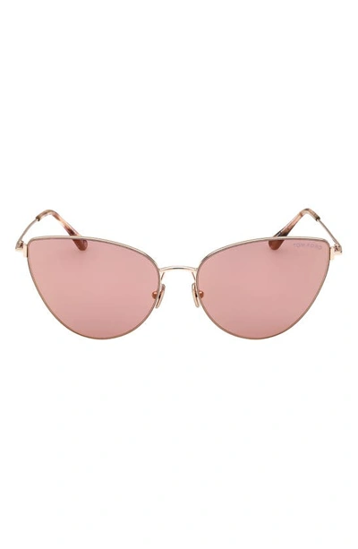 Tom Ford Anais Metal Cat-eye Sunglasses In Shiny Rose Gold