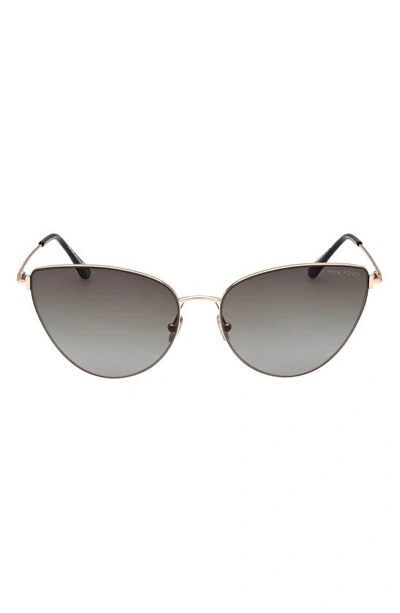 Tom Ford Anais 62mm Cat Eye Sunglasses In Shiny Rose Gold/ Smoke