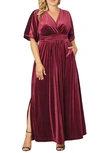 Kiyonna Verona Velvet Gown In Pinot Noir