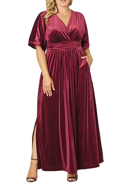 Kiyonna Verona Velvet Gown In Pinot Noir